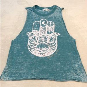 Spiritual Gangster ahimsa teal tank